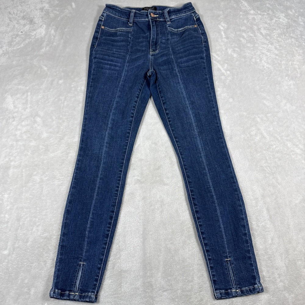 Judy Blue Skinny Fit Pleated Dark Wash Jeans Women's Size 1/25 (25X28) Stretch - Picture 2 of 9